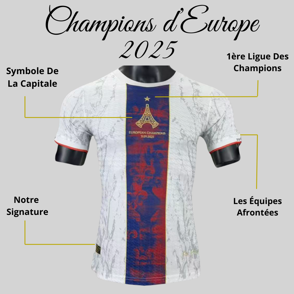 Maillot PSG Blanc Champions d'Europe 2025